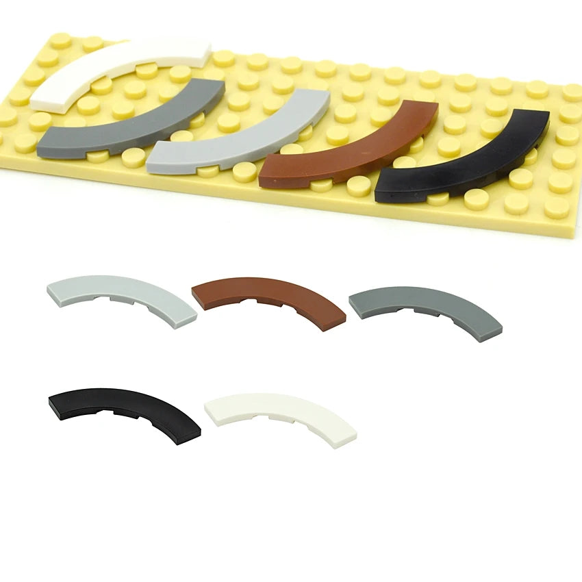50PCS MOC Smooth Assembles Particles 4x4 Curved Tile Round Corner Building Blocks Parts Enlighten Bricks Toys Compatible 27507