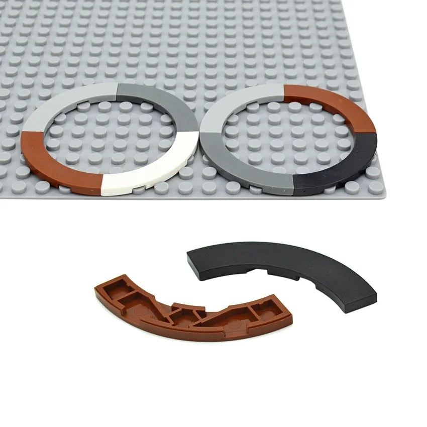 50PCS MOC Smooth Assembles Particles 4x4 Curved Tile Round Corner Building Blocks Parts Enlighten Bricks Toys Compatible 27507