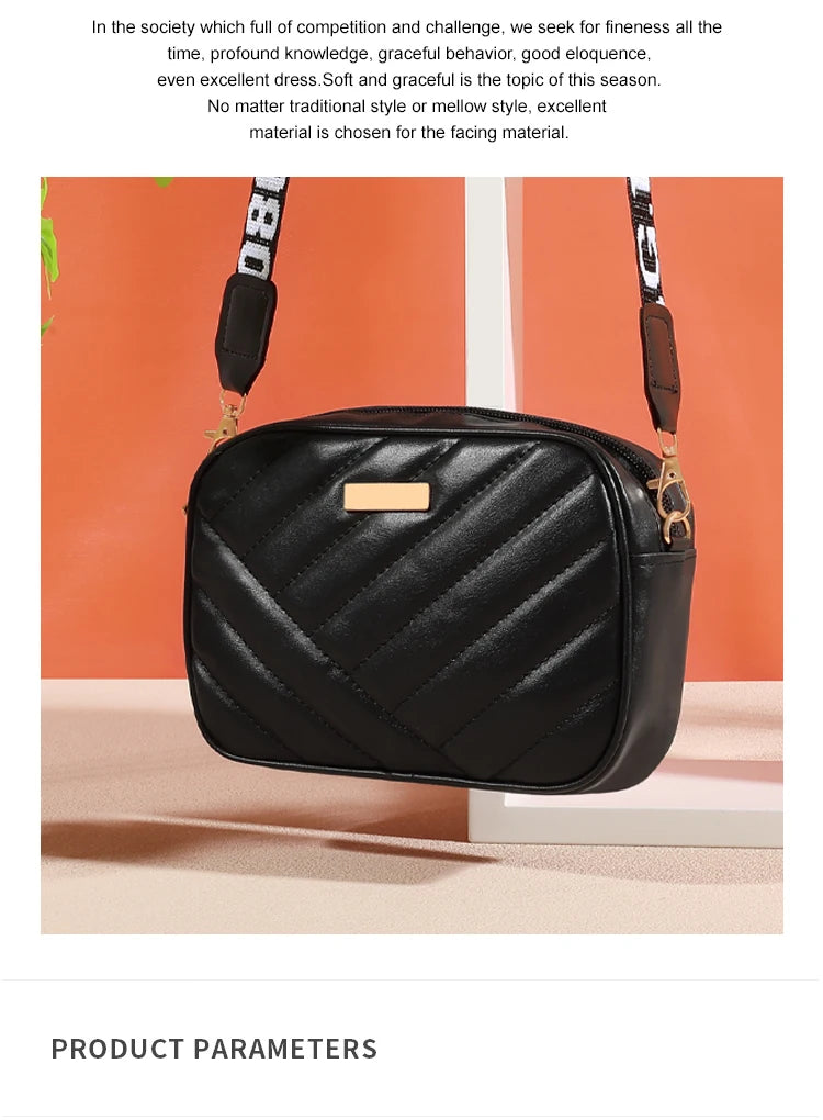 Trendy Solid Color Square Shoulder Bag, Quilted Detail Zipper Crossbody Bag For Women, Classic All-Match Wallet