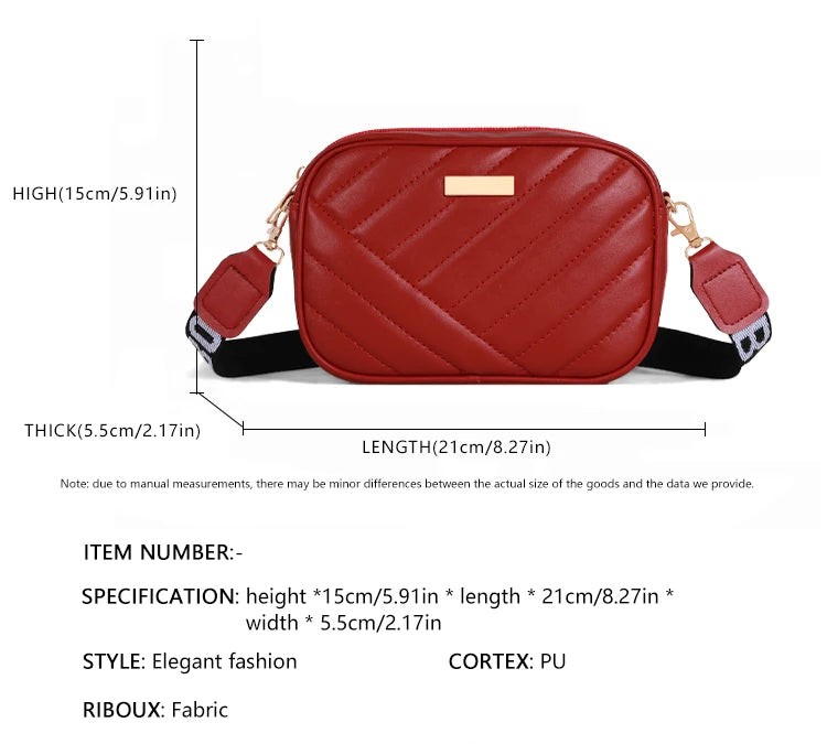 Trendy Solid Color Square Shoulder Bag, Quilted Detail Zipper Crossbody Bag For Women, Classic All-Match Wallet